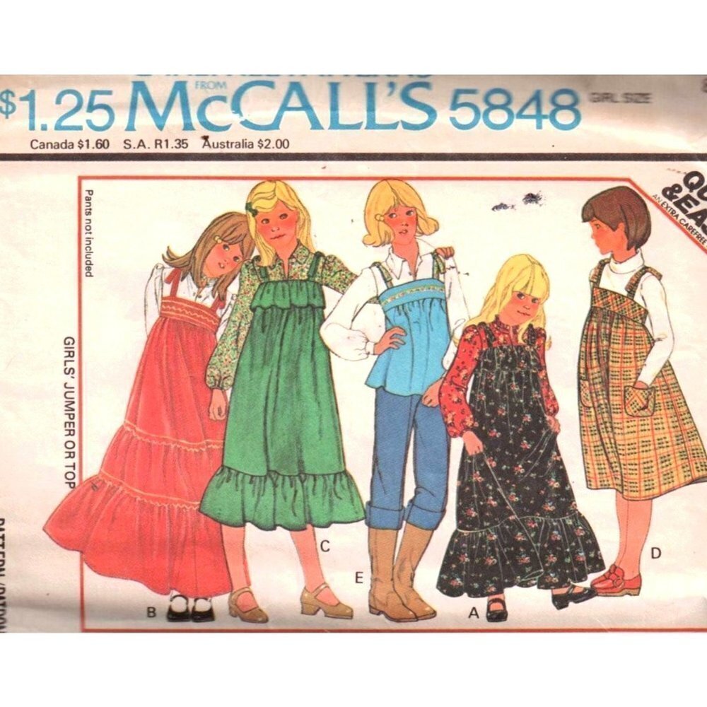 McCall's Sewing‎ Pattern 5848 Girls Jumper Top Size 7 VTG